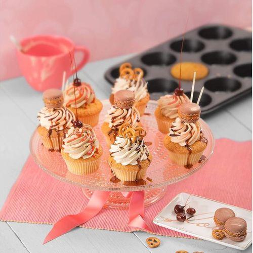 12 Gözlü Metal Muffin Kek Kalıbı - Siyah (Düz)