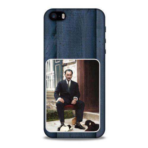 Apple Iphone 5S Kılıf Atatürk (37) Silicone Cover Laci Ahşap
