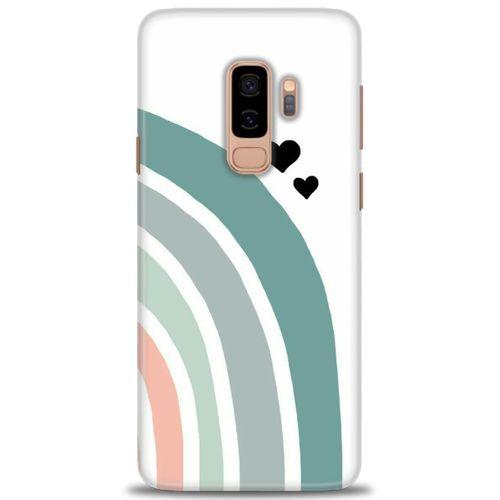Samsung Galaxy S9 Plus Kılıf HD Baskılı Kılıf - Gökkuşağı ve Kalpler + Tam Ekran Koruyucu