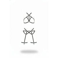 Siyah Harness Takım Deri Boyundan Bağlamalı Halka Detaylı - Brf161