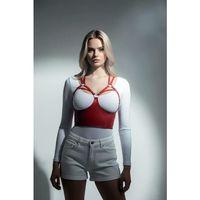 Göğüs Detaylı Deri Kırmız Harness Büstiyer, Şık Deri Korse - Brf872