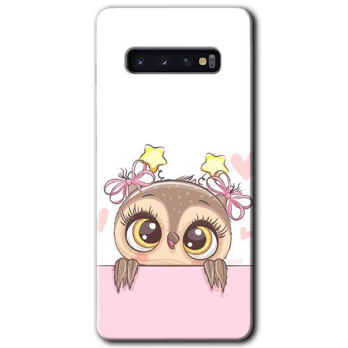 Galaxy S10 Kılıf HD Desen Baskılı Arka Kapak - Sevimli Baykuş + Kırılmaz Cam