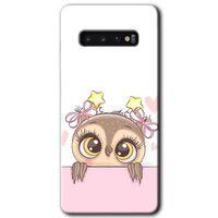 Galaxy S10 Kılıf HD Desen Baskılı Arka Kapak - Sevimli Baykuş + Kırılmaz Cam