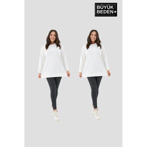 Kadın  Büyük Beden 2 li Set ince Sweatshırt Tunik SPR26BTK990+2