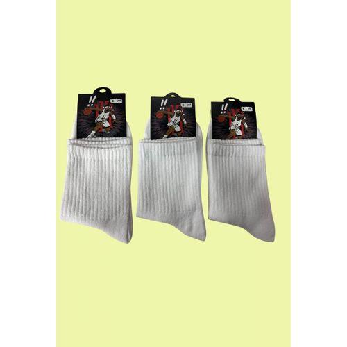 Yalıncak Uzun Konç Kolej Çorap  Beyaz Desensiz 6 Adet