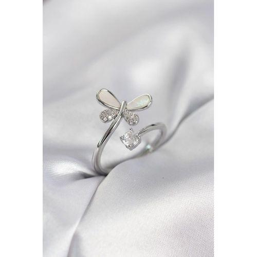 Gümüş Renk Yusufçuk Model Zirkon Taşlı Kadın Yüzük