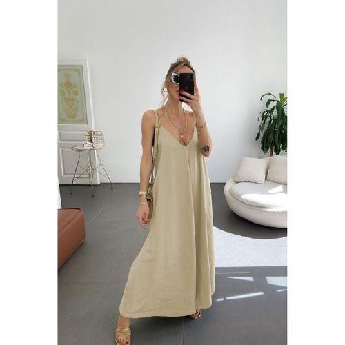 Kadın Ip Askılı V Yakalı Uzun Aerobin Elbise