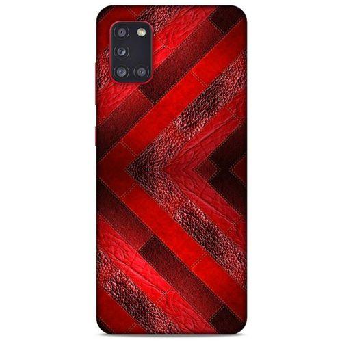 Samsung Galaxy A31 Kılıf Patchwork (28) Arka Kapak Kırmızı Siyah