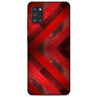 Samsung Galaxy A31 Kılıf Patchwork (28) Arka Kapak Kırmızı Siyah