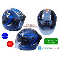 SEVGENT Kask Lss Çenesiz Vizörlü Parlak Siyah (A) Mavi Xxl Beden