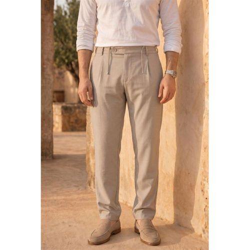 Forner Regular Fit Beli Lastikli Kemer Detaylı Erkek Kumaş Pantolon - Bej