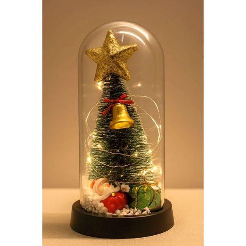 Yılbaşı Temalı Işıklı  Dekoratif Cam Fanus Alk5078