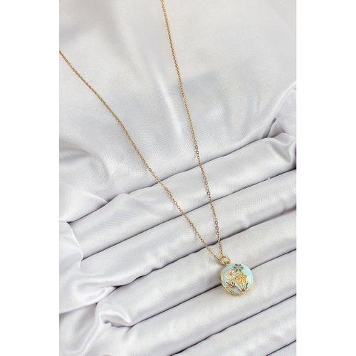 316L Çelik Zincir Açılabilir Sanatsal Vintage Çiçek Model Gold Renk Kadın Kolye