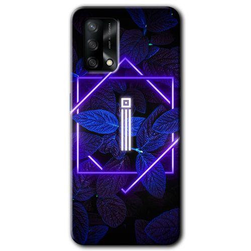 OPPO Oppo A74 Kılıf HD Desen Baskılı Arka Kapak - Dark Neon Yaprak İ Harfi