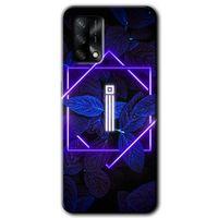 OPPO Oppo A74 Kılıf HD Desen Baskılı Arka Kapak - Dark Neon Yaprak İ Harfi