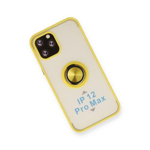 Newface iPhone 12 Pro Max Kılıf Montreal Yüzüklü Silikon Kapak - Sarı