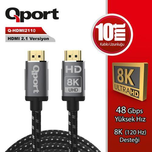 QPORT Q-HDMI2110 ALTIN UCLU 10MT 8K HDMI KABLO