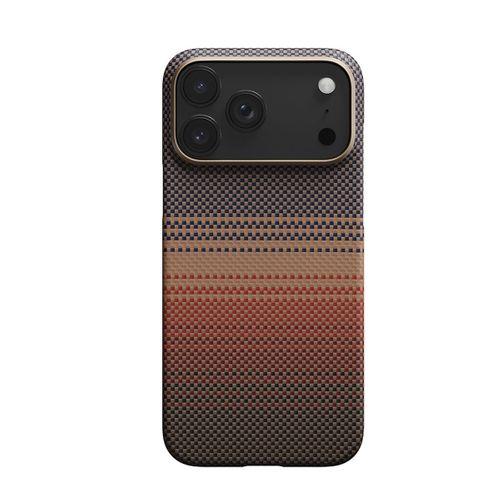 Apple iPhone 17 Pro Kılıf M-safe Şarj Özellikli Aramid Fiber Pitaka Tactile Woven Sunset-Moonrise Serisi Sunset Kapak