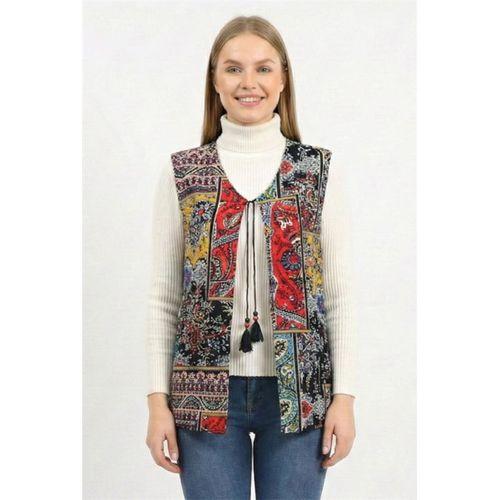 Kolsuz Tuğba Çift Taraflı Otantik Kısa Pazen Kışlık Yelek Siyah Syh