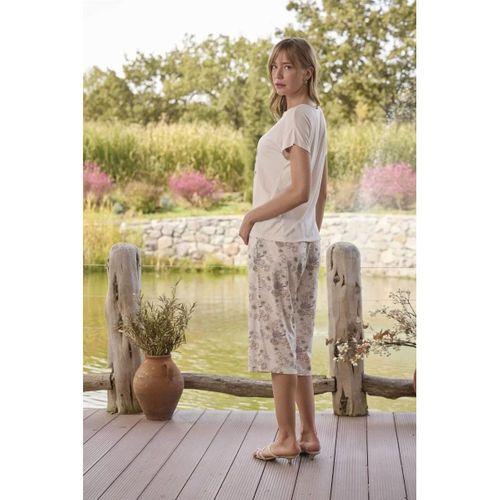 Çiçek Desenli Ve Baskılı "you Are Awesome" Kapri Takımı