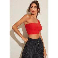 Kadın Kırmızı Tek Omuz Crop Büstiyer