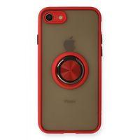 iPhone 7 Kılıf Montreal Yüzüklü Silikon Kapak - Kırmızı