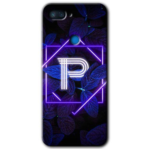 Xiaomi Mi 8 Lite HD Baskılı Kılıf + 9D Tam Ekran Koruyucu - Dark Neon Yaprak P Harfi