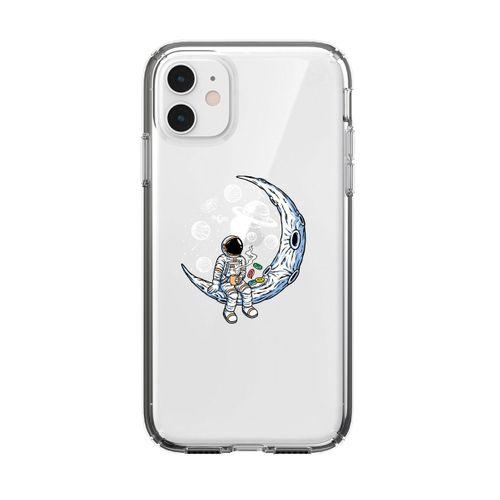 iPhone 11 Keyifli Astronot Lens Korumalı Şeffaf Telefon Kılıfı