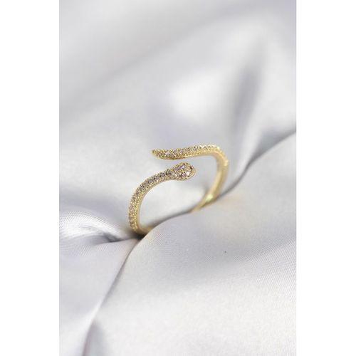 Gold Renk Yılan Model Zirkon Taşlı Kadın Yüzük