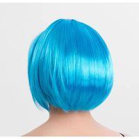 Turkuaz Açık Mavi Renk Düz Kesim Kısa Küt Parti Peruğu
