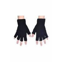 Yarım Parmak Kesik Siyah Eldiven Unisex 1 Çift Sıcak Tutan Yün Kışlık Kadın Erkek