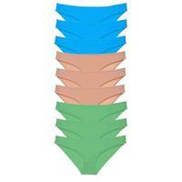 9 Adet Süper Eko Set Likralı Kadın Slip Külot Yeşil Ten Mavi