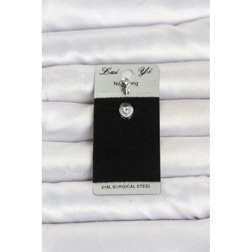 316L Cerrahi Çelik Zirkon Taşlı Kalp Model Göbek Piercing