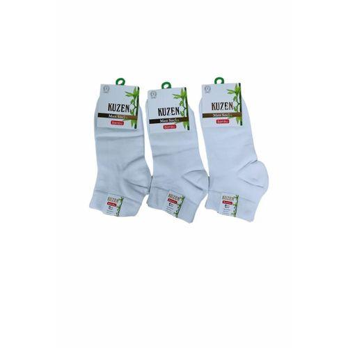 Kuzen Dikişsiz Yarım Konç Beyaz Bambu Erkek Çorap 12 Adet