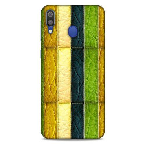 Samsung Galaxy M20 Kılıf Patchwork (37) Silicone Cover Sarı Lacivert