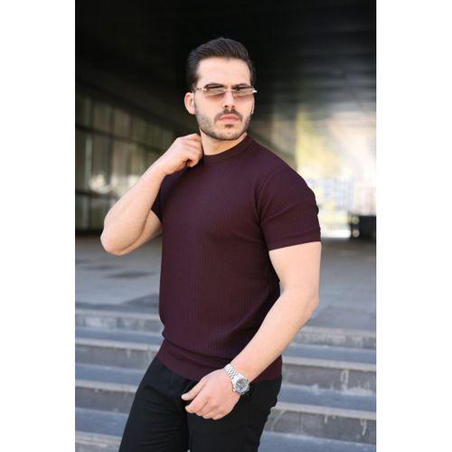 Erkek Bisiklet Yaka Petek Dokulu Kısa Kollu Triko Tişört