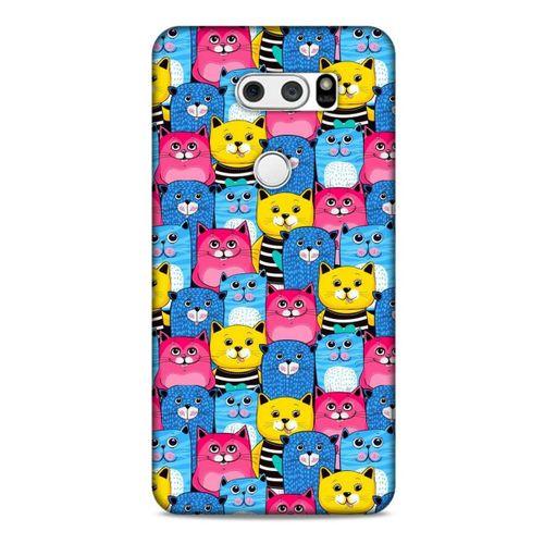 Lopard LG K50S Uyumlu Kılıf Kediler (36) Glitter Kılıf Mavi Pembe