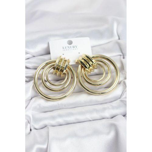 Pirinç Gold Renk Halka Model Vintage Kadın Küpe