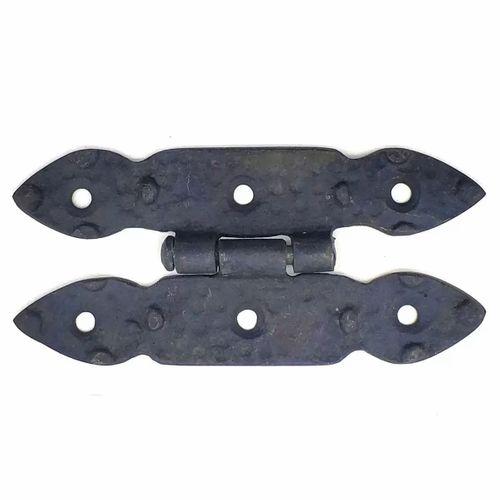 Antika Tarz Dekoratif Pirinç Düğmeli Menteşe - 117x57 Mm, Oksit