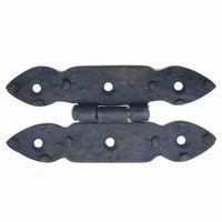 Antika Tarz Dekoratif Pirinç Düğmeli Menteşe - 117x57 Mm, Oksit