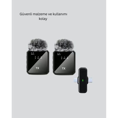 Canlı Yayın Ve Video Çekimleri İçin Çiftli Kablosuz Yaka Mikrofon
