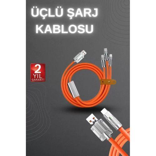 120w Hızlı Şarj Kablosu Turuncu Yüksek Güç Kapasitesi Çoklu Şarj Girişi