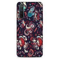 Retro (6) Desen Silikon Kılıf Renkli Oppo Realme 5 Pro Kılıf