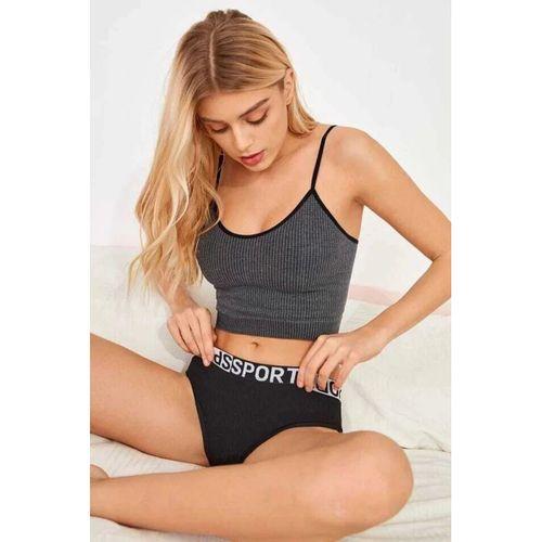 Kadın Anstrasit Gri İp Askılı Crop Top Bluz