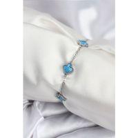316L Çelik Gümüş Renk Buz Mavisi Baby Boy Yonca Kadın Bileklik