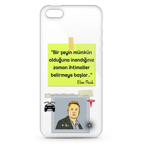 Apple iPhone 5s Kılıf Caps-Elon Musk Arka Kapak Koruma Desenli Full Koruyucu