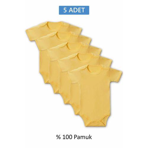 Sarı Yarım Kol Body Zıbın 2-7 YAŞ Çocuklar İçin (5 ADET) Alttan Çıtçıtlı Özel Gereksinimli