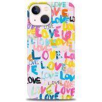 iPhone 14 Plus Kılıf HD Baskılı Kılıf - Renkli Love + Tam Ekran Koruyucu