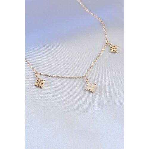 Gold Renk Çiçek Figür Kadın Kolye