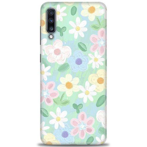 Samsung Galaxy A70 Kılıf HD Baskılı Kılıf - Çiçekk + Tam Ekran Koruyucu